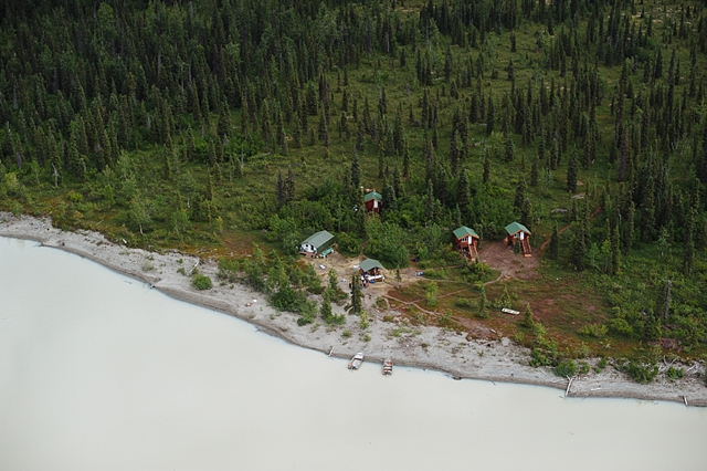 cabins at beluga lake during an alaskan wedding