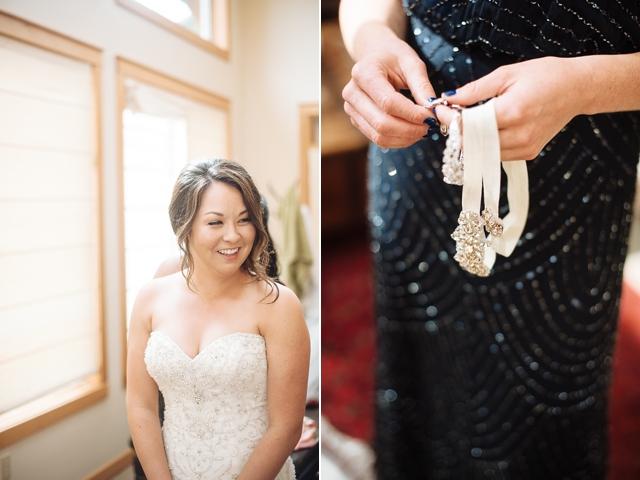 Crow Creek Mine Wedding in Alaska with bride getting ready