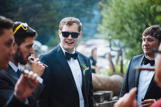 Cigar bar at girdwood wedding in Alaska