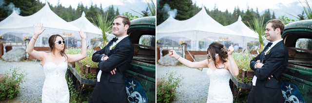 cool bride and groom at Crow Creek Mine Wedding in Alaska