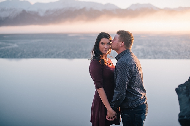 Anchorage Engagement Photography session with couple kissing