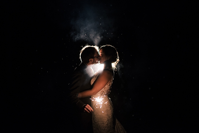 alaska wedding photography bride and groom sparklers