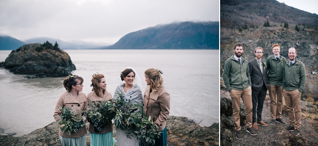 alaska greenhouse wedding party portraits in girdwood and at beluga point