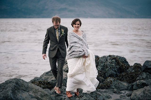 alaska bride and groom outdoor photos