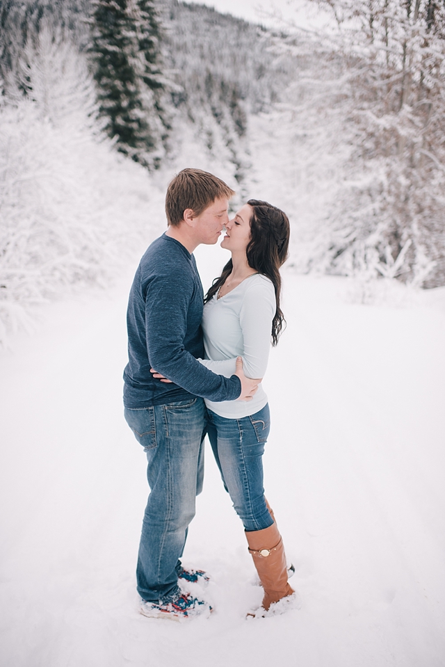 snowy alaska winter engagement photos