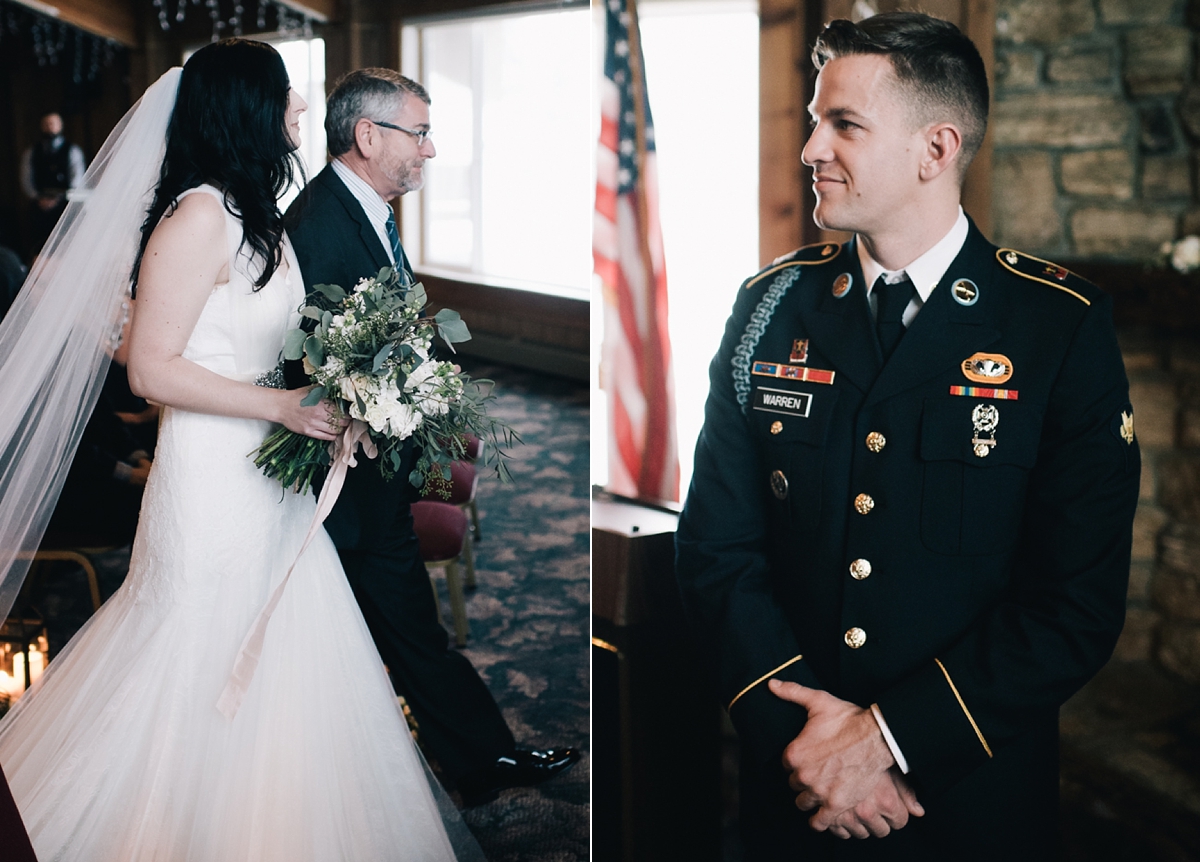 Anchorage Winter wedding ceremony at bayshore clubhouse