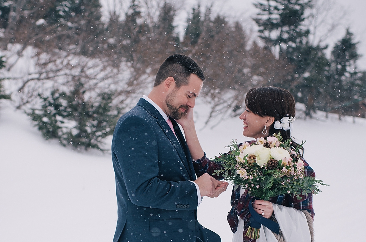alaska elopement photography in the snow