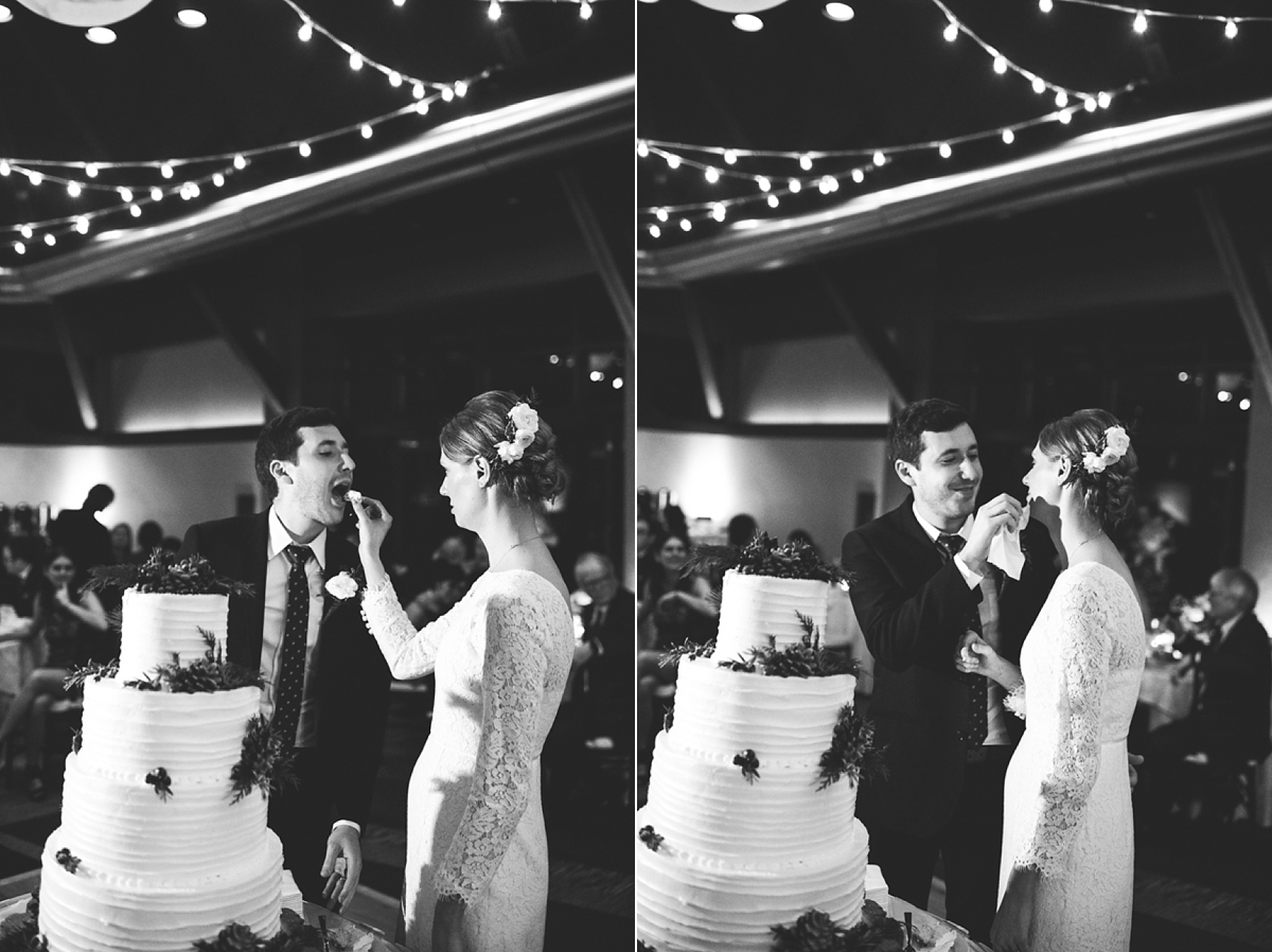 alyeska resort wedding photography cake cutting