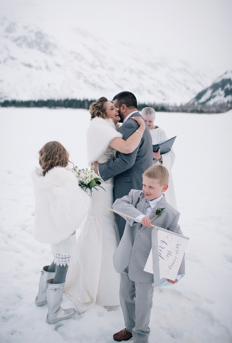 intimate alaska destination wedding ceremony portage lake