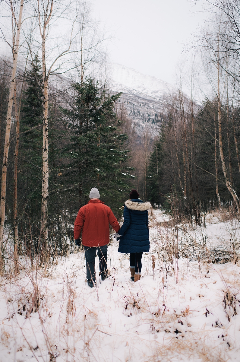 alaska winter engagement photography